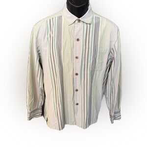 Tommy Bahama Men’s Silk/Cotton Blend Long Sleeve Button Down Shirt. Large